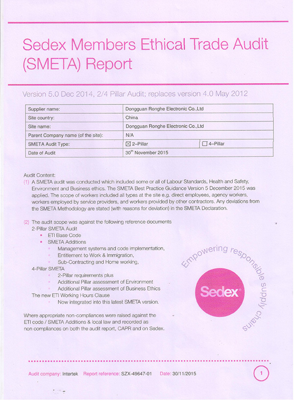 SEDEX Factory Certification